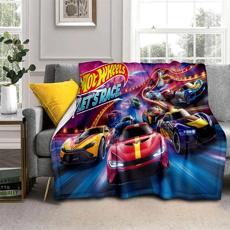Retro Hot Wheels Flannel Blanket Monster Racing Car 3D Soft Plush Throw Blankets Best for Living Room Bedroom Bed Sofa Picnic