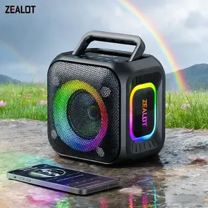 ZEALOT 6000mAh Bluetooth Speaker, HIFI Stereo & EQ Settings, IPX6 Waterproof, BT5.4 Connection, RGB Lights for Beach & Gym, Portable Waterproof Speakers