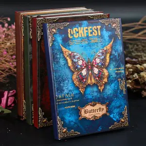 110 High-Quality Illustration Notebook, Vibrant Illustrations, Gothic Butterfly Theme Full-Color Pages, Creative Vintage European Diary, Suitable for Journals and Handbooks