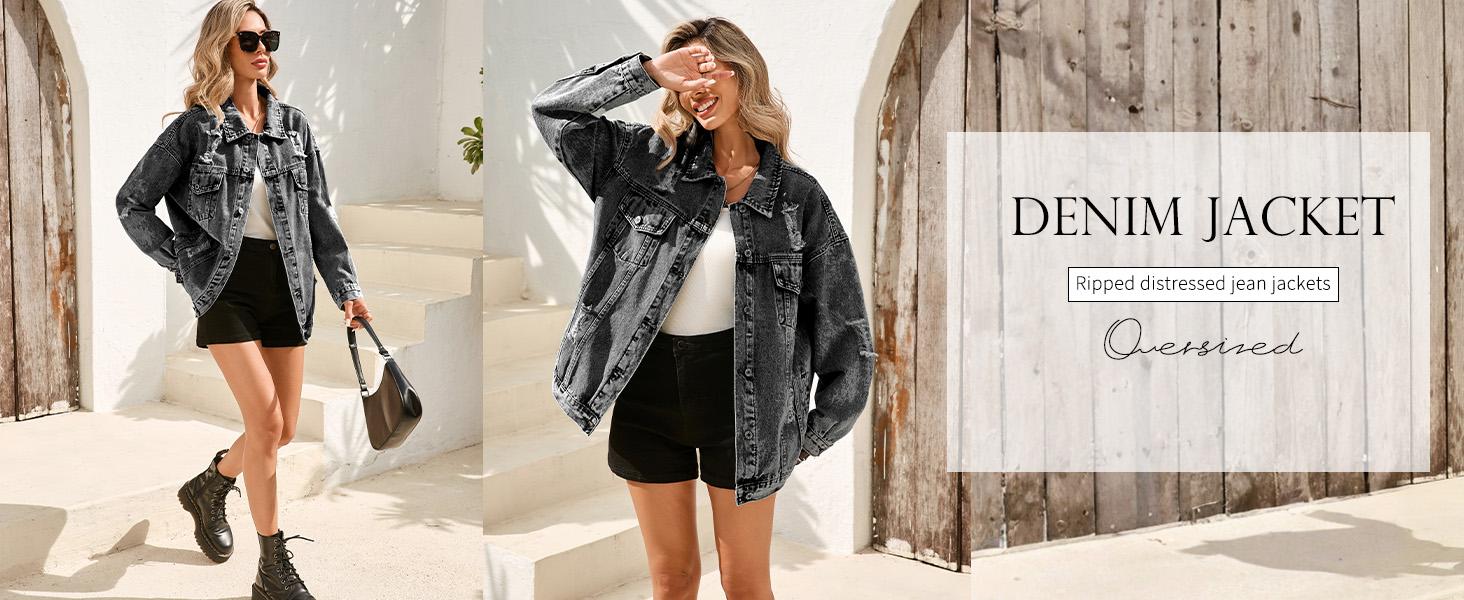 Women's Vintage Distressed Denim Jacket