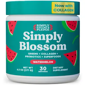 Simply Blossom Watermelon Flavor Greens & Superfood Powder with Collagen Probiotics for Women's Digestive Health & Bloating Relief 30 Day Supply Healthcare Supplement