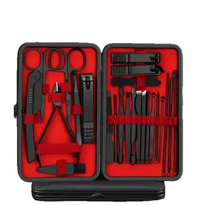 Manicure Set Professional Nail Clipper Kit-24 Pieces Stainless Steel Manicure Kit,Nail Care Tools with Luxurious Travel Case，Trim nails, remove earwax, manicure, Manicure Brush,Boyfriend Stocking Stuffers
