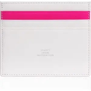 Lucen Ultra Slim Handcrafted  Leather Card Wallet for Men and Women - Minimalist Design with Elegant Dual Color Accent, Holds  and Cards (White/)