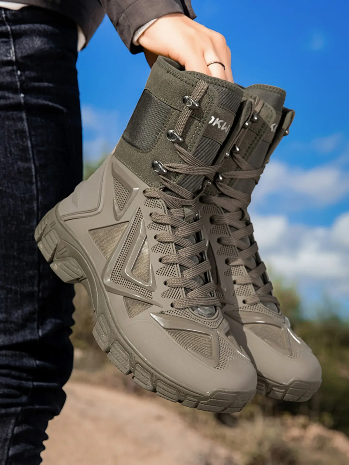 Men's Outdoor Shoes, Hiking Boots, Waterproof Mid-Calf Mountaineering Shoes, Climbing and Hiking Footwear, Durable and Comfortable