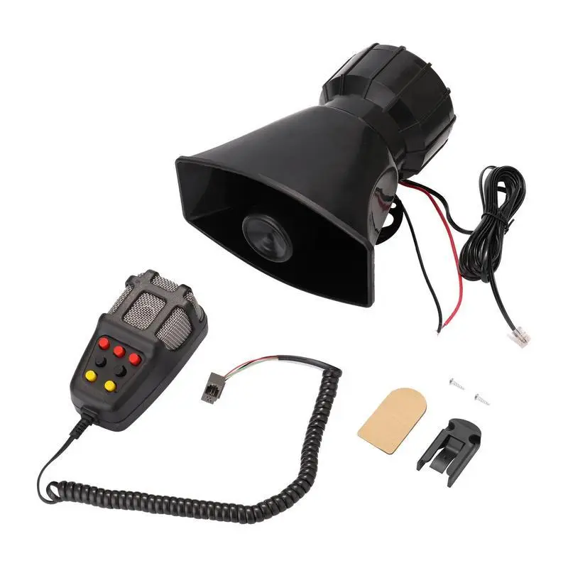 12V 80W 135dB 7-Tone Car Warning Siren Horn Mic PA Speaker System Auto Security Alarm Warning Amplifier Hooter Compact Design for Car Use