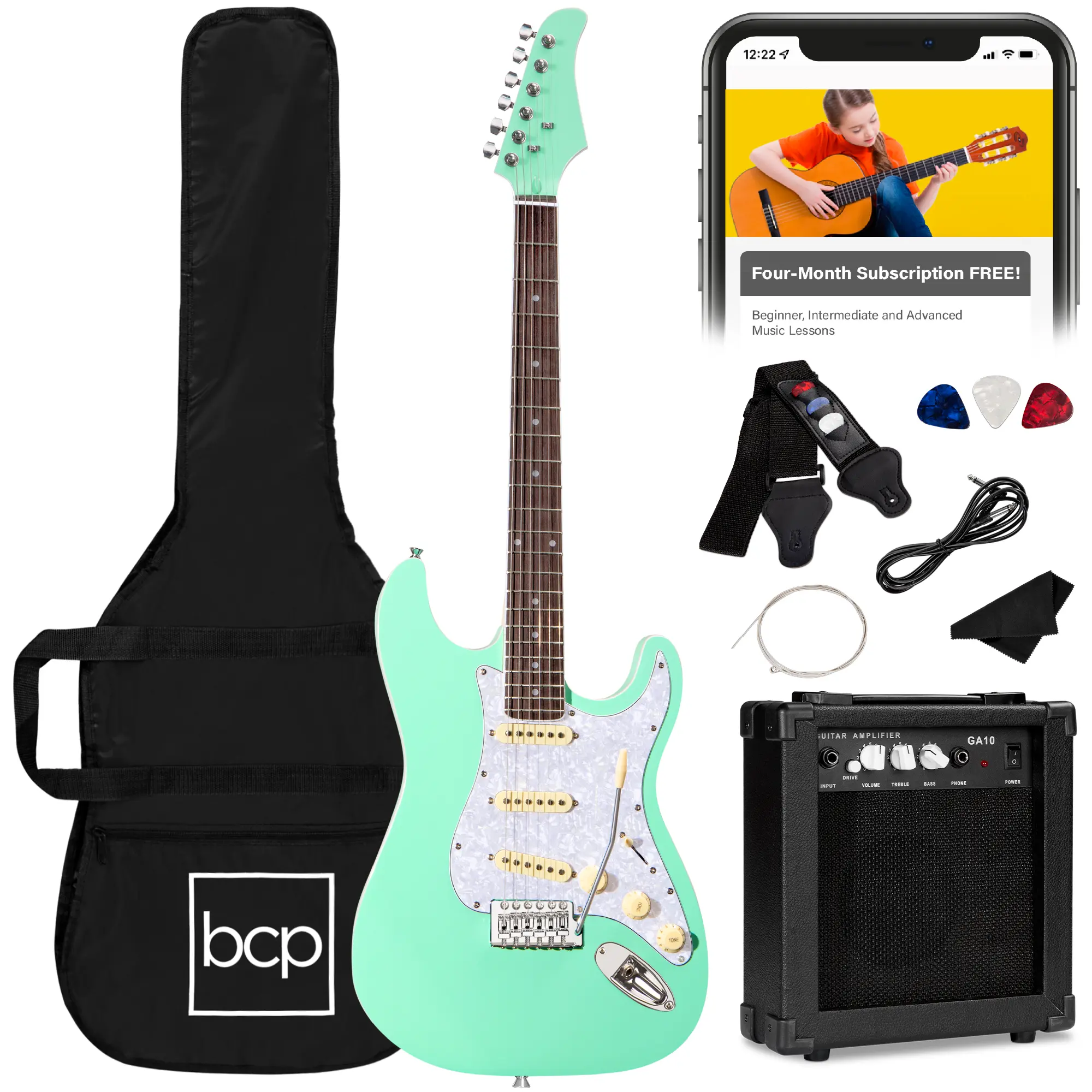 Best Choice Products 39in Full Size Beginner Electric Guitar Kit with Case, Strap, Amp, Whammy Bar Best Choice Products 39in Full Size Beginner Electric Guitar Kit with Case, Strap, Amp, Whammy Bar