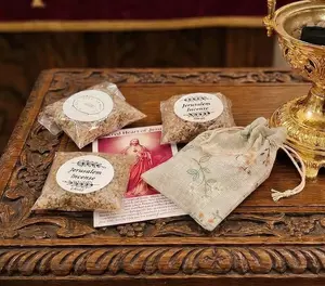 2.5 0z Jerusalem Incense (used by the Catholic church) Prayer card and bag