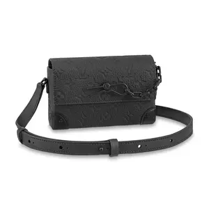 LOUIS VUITTON Steamer Monogram Embossed Lock Mini Crossbody Bag in Black for Men