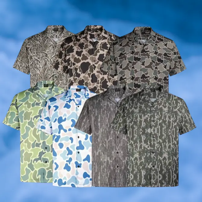 Camo Hawaiian Shirt for Men, Tropical Military Aloha Button Up, camo aloha shirt