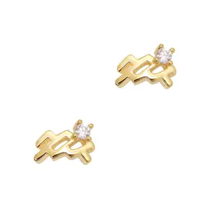 Aquarius / Zodiac Sign Zircon Charm / Gold