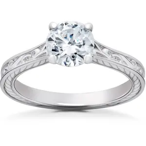 Certified 1Ct Diamond Solitaire Engagement Ring 14k White Gold Lab Grown