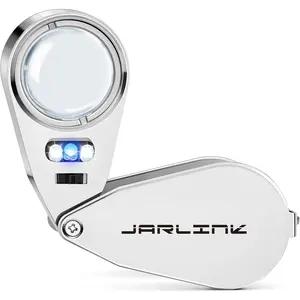 JARLINK 40X Jewelers Loupe Magnifier with Metal Construction, LED/UV Illuminated Magnifying Glass Foldable for Gems, Jewelry, Coins, Stamps