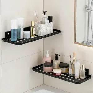 Wall Mounted Floating Shelf, Self Adhesive Shelf, No Drill Adhesive Wall Rack, Floating Rack Damage-Free Expand Walls Space for Living Room Kitchen Bathroom