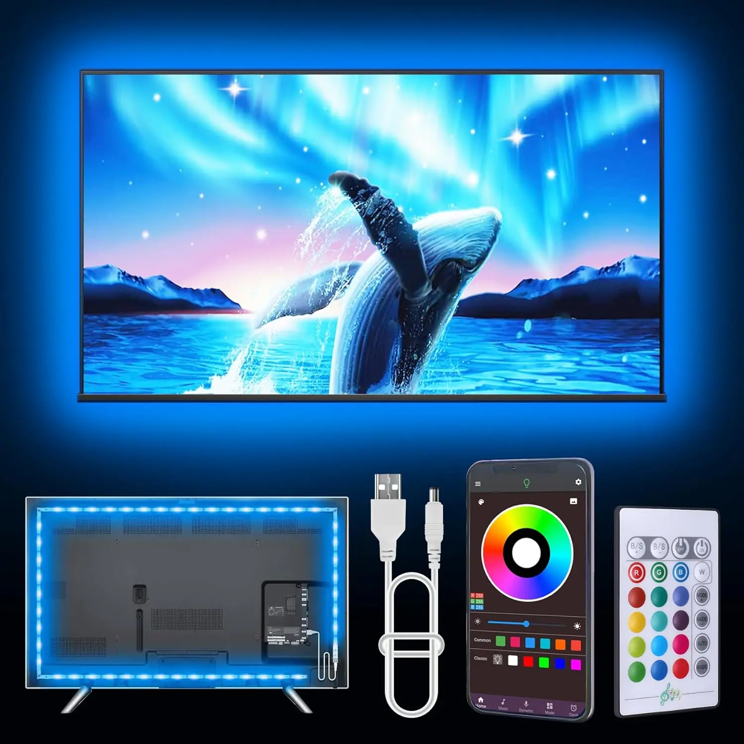 20FT Led Lights for TV, TV Backlight for 32-80 Inch, USB Led Light Strip with Remote, App Control, RGB Strip TV Lights Music Sync Color Changing, Led Lights for Room Gaming Accessories