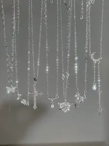 5 Piece Y2K Style Cute Fashion Elegant Vintage Women's Necklace Set, Heart Butterfly Water Drop Bow Star Moon Cross Pendant Multi-Layer Necklace