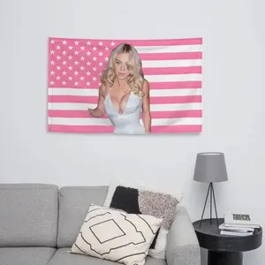 Sydney Sweeney Flag 3 - Pink American Flag Tapestry - Aesthetic Bedroom Wall Decor - Cassie Euphoria Banner - Hot Girl Summer Gift for Her hot actor wall art tv show tapestry
