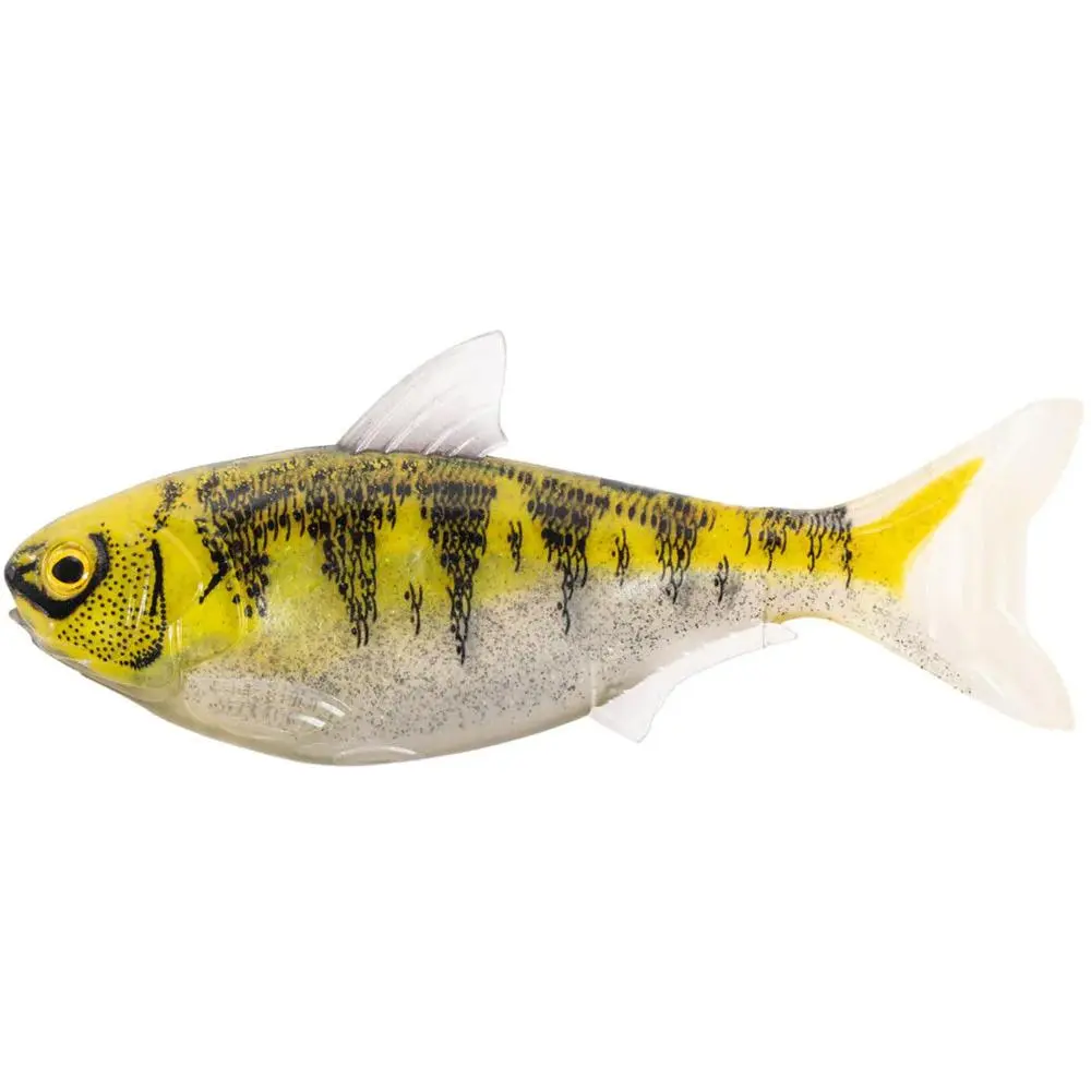 LIVETARGET Unrigged Shad Fishing Lures - 4.5 in 3-Pack, 5.5 in Version Available, Injected Core Tech, Oscillator Tail, Dorsal Fin, Side-to-Side Wiggle, Hook Concealed, Split Belly, Transparent, Boosts Bite Rates, Metallic Refract