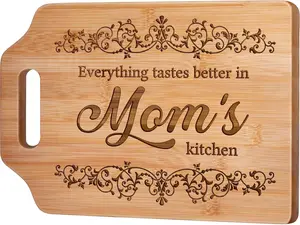 Mothers Day Gifts for Mom Gifts, Mom Birthday Gifts for Moms from Daughter Son - Engraved Bamboo Cutting Board 12.3"L x 8.7"W x 0.4"Th