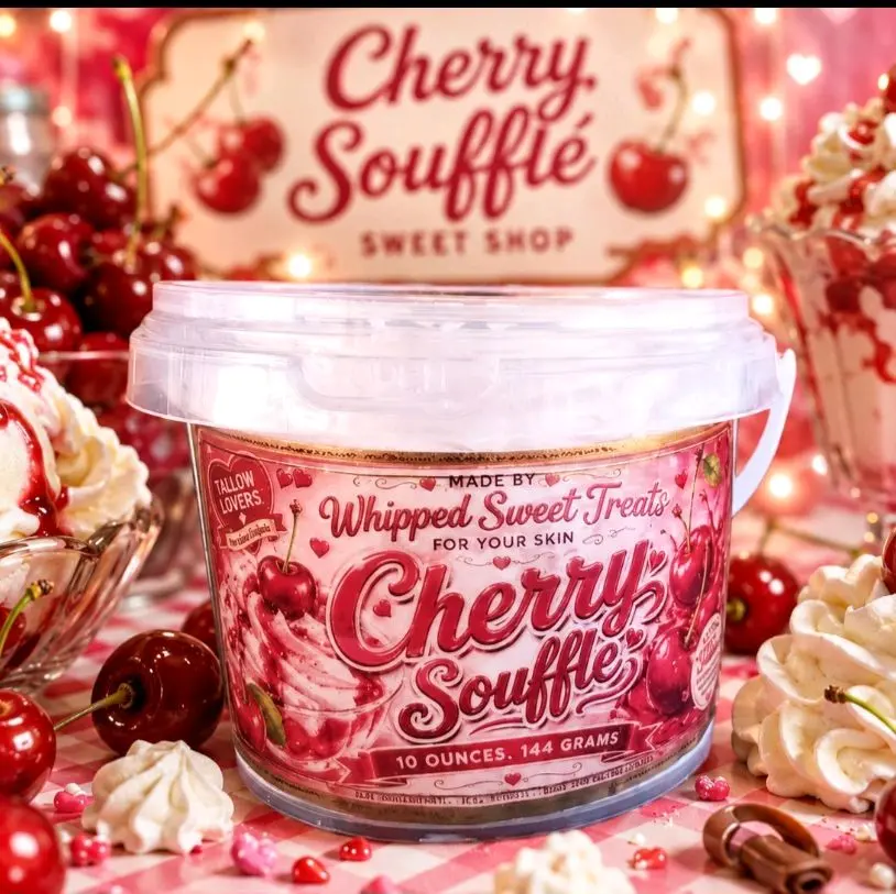Tallow Body Butter, Cherry Souffle Scented Moisturizer for Dry Skin
