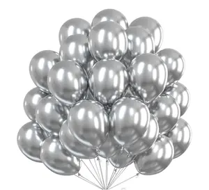 Metallic Silver 50pcs Balloons for Birthday Graduation Wedding New Year Baby Shower Solid Finish Versatile and Stylish Decor