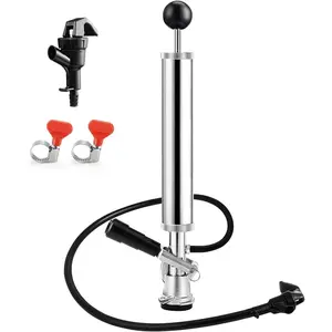 8" Beer Party Pump Keg Tap for US Sankey Keg, American D-System Keg Pump Chrome-Plated Beer Tap Dispenser for Picnic with Beer Line Faucet Parts