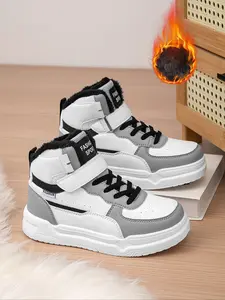High-Top Hook-And-Loop Sneakers for Boys/girls, Comfortable Warm Lined Winter Outdoor Shoes, Casual Sports Shoes for Kids