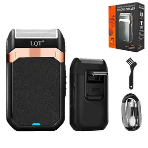 LQT Men's Electric hair clipper Foil Shaver: Mini Portable Travel Electric Razor, Type-C Fast Charging, Essential for Home & Business Trips, Black and Gold usb rechargeable electric shaver