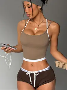 Women's Sexy Backless Camisole Top, Skinny Activewear Cami, Dual Layer Design Short Sports Vest, Fashionable Casual Fit, Perfect for Running & Fitness