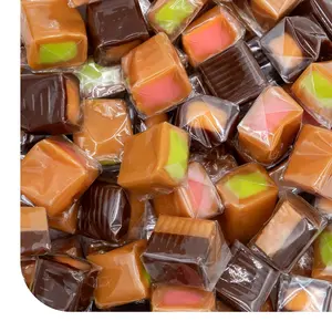 Caramel Candy Mix - 2 Pound Pack 150 Count - Filled Creamy Caramels Individually Wrapped - Vanilla, Chocolate, Apple, and Strawberry Cubes - Chewy Candy