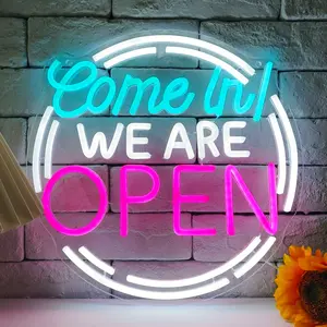We Are Open Neon Light Signs - Neon Open Bar Signs for Business, Party, Bar, Coffee, Shop - Dimmable LED Wall Decor