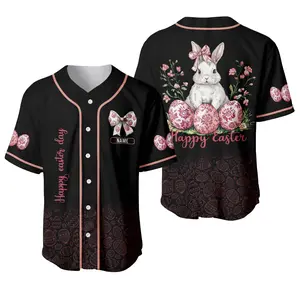Happy Easter Day Custom Jersey Shirt, Cute Easter Day Shirt, Bunny Lover Shirt, Teacher Easter Shirt, Bunny Graphic Tee