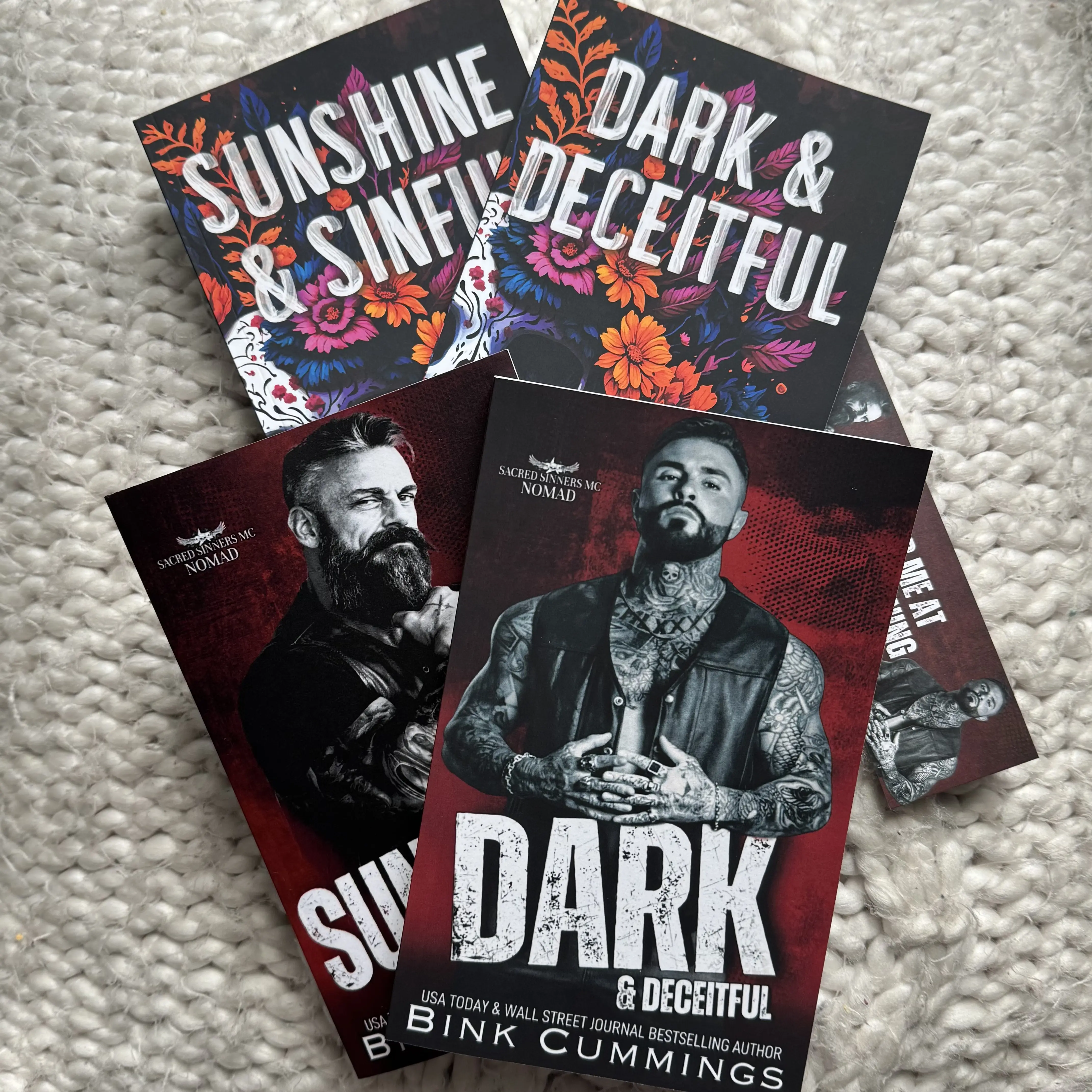 Bink Cummings Sinful Deceit Duet Forbidden Dark Motorcycle Club Romance Signed Paperbacks book lover romance paperback bookish bundle fiction Spicy Blind