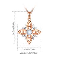 Rose Gold Four-Petal Moonstone With Rope Chain Gif
