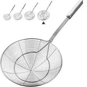 7.9" Stainless Steel Spider Strainer Skimmer – Double Coil Wire, Heat Resistant Handle, Frying & Cooking Ladle