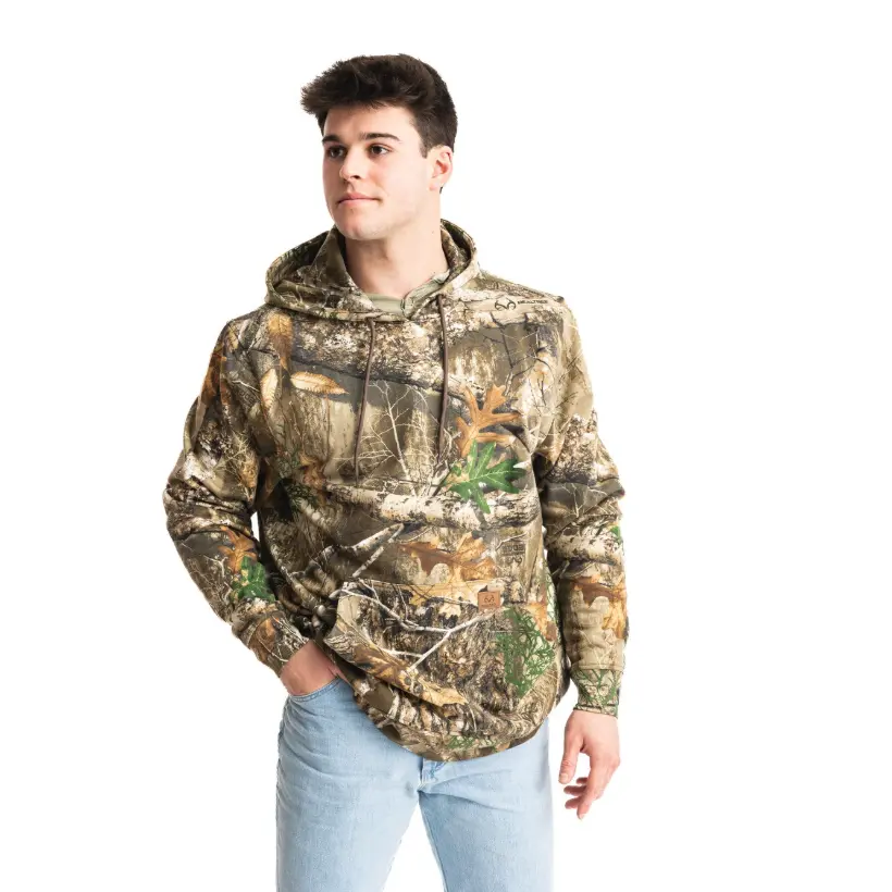 Men's Camouflage Hunting Hoodie, Woodland Camo Pullover Sweatshirt, Outdoor Apparel