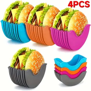 4pcs Retractable Hamburger Fixers, Made of Washable Silicone, Suitable for Hamburgers, Sandwiches, French Fries, and Sauces