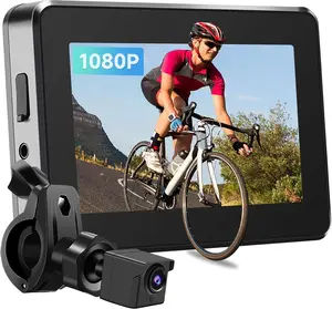 Camera Rechargeable  360 Rotation - Color Night Vision 3 Mins Easy Installation Wide View Handlebar 4.3''  1080P  Bicycle Rear View Camera for Mountain Ebike
