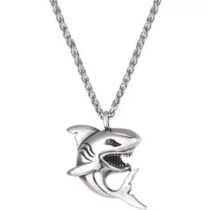 Stainless Steel Shark Necklaces,18K Gold Plated Dolphin/Swordfish/Shark Pendant Necklace,Punk Mens Jewelry