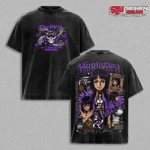 Nico Robin One Piece Vintage Washed Oversized T Shirt, Anime Manga Graphic Tee, Straw Hat Pirates Archaeologist Shirt, Unisex Streetwear Heavy Cotton Gift for One Piece Fans