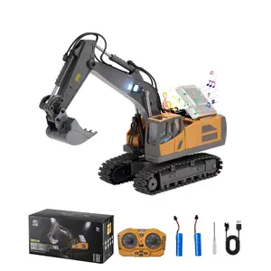 VEVOR Remote Control Excavator Toy, 11 Channel, 1:20 Scale Remote Control Digger Toy, RC Excavator with Lights & Sounds, Full Functional Construction Vehicles for Kids, 2 Batteries, Birthday Present