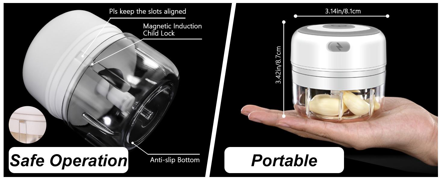 Electric Garlic Chopper, 250ML Vegetable Chopper, Food Chopper, USB Mini Garlic Mincer, Onion Chopper, Portable Small Food Processor for Ginger, Chili, Vegetables(Pink)