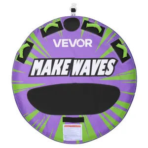 fathersdaygift VEVOR Towable Tubes for Boating, 2-Rider Inflatable Boat Tubes and Towables, 340lbs Capacity Water Sport Tube for Boat to Pull - with Anti-Slip Pad, Full Nylon Cover, Padded Handles Safety Valve