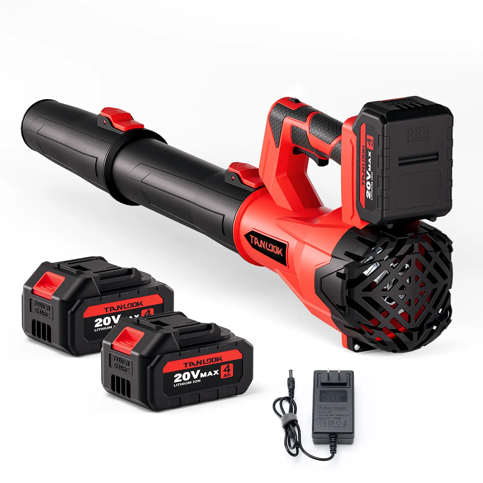 TANLOOK HC1 Model Cordless Electric Leaf Blower - 580 CFM, 160 MPH, 2×4Ah Batteries Included, Adjustable Speed, High Airflow, Portable, Lightweight 4.3 lbs, Versatile Cleaning Tool for Garden Outdoor Surfaces Autumn/Winter Care, Speed Adjuster