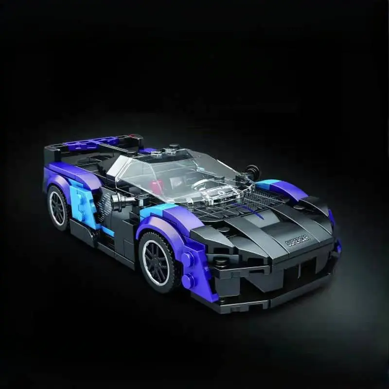 Purple Sports Car Building Blocks Model, 390pcs/box DIY Car Model, Desktop Ornament, Home Decoration, Birthday Gift, Holiday Gift