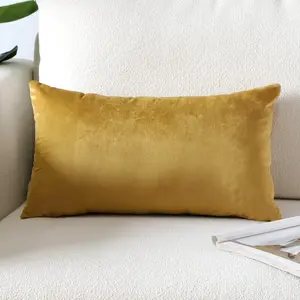 Luxury Velvet Pillow Covers Super Soft Decorative Square Throw Pillow Case Cushion Covers for Sofa Couch Bedroom Car Decor 12x20 Inch Gold