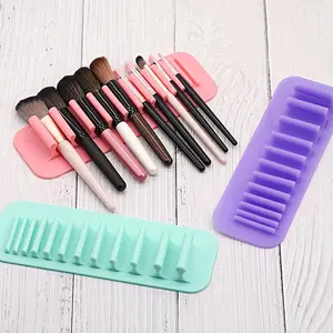 1pc Silicone Makeup Brush Drying Rack Suction Wall Brush Storage Rack, Multifunctional Storage Cosmetic Brush Drying Rack, Makeup Brush Drying Rack, for Bathroom Home