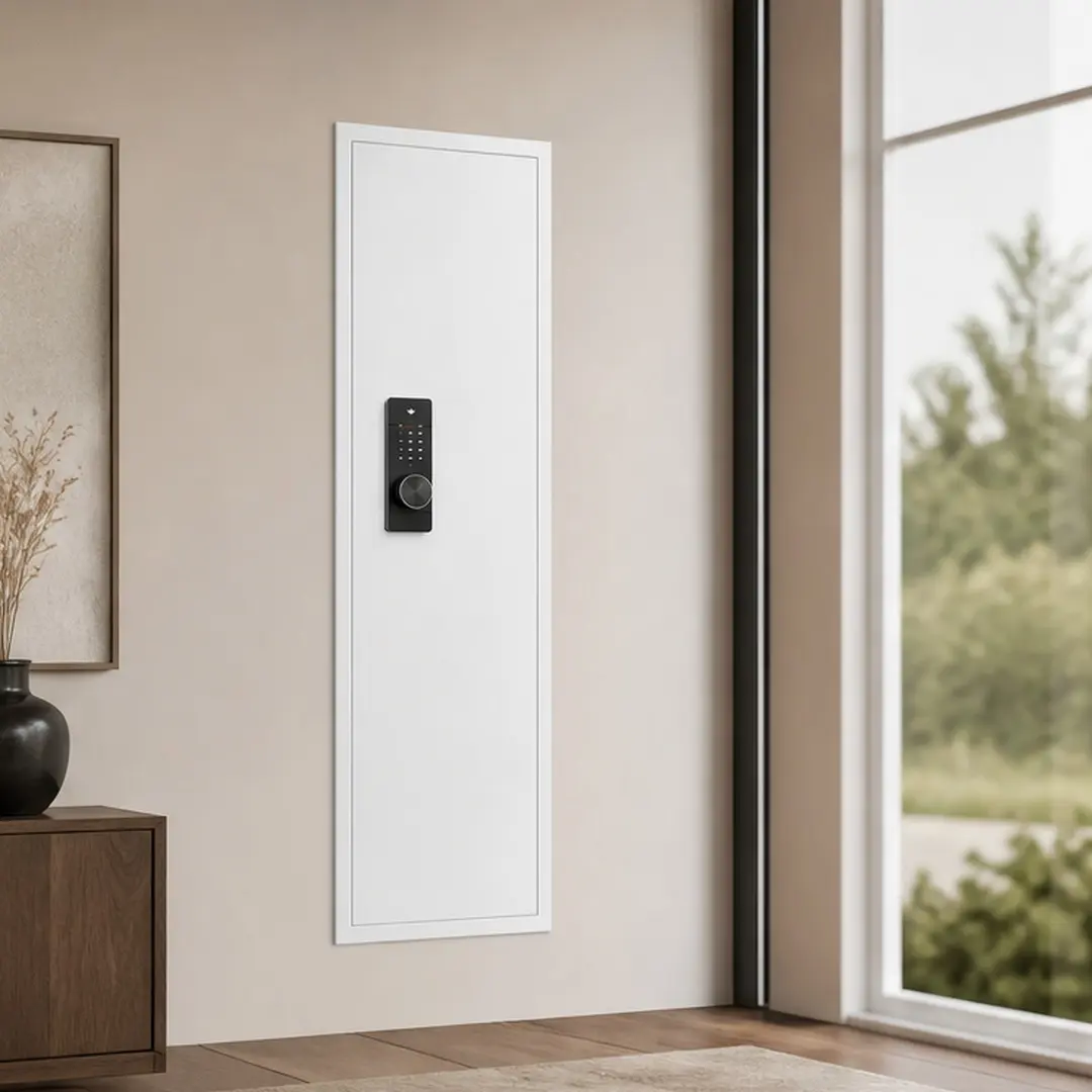 ARCH 53-in Concealed Wall Mount Safe Box - Heavy-Duty Steel Single Box with White Touch Panel Electronic Lock, 16-in Studs, Adjustable Shelves, Anti-Theft for Firearms, Jewelry, Cash, 20.65"L x 7.87"W x 57.65"H Commercial & Office Furniture