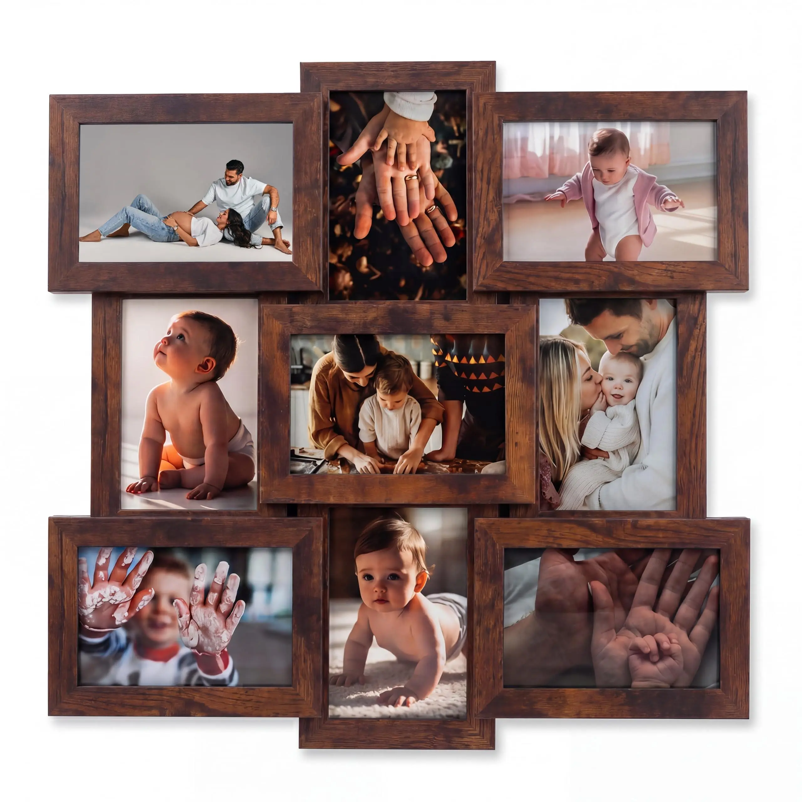 GARVEE 4‑Opening Collage Photo Frame for 4x6 Pictures, MDF Multi Photo Frames Set with Clear Glass Front, Wall Mount & Tabletop Display Collage Wall Decor for Family Memories Home Gift