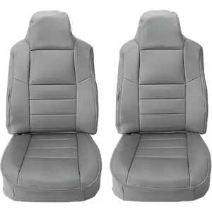 Bottom & Top Lean Back Seat Covers Sets Compatible with 2003-2007 Ford F250 F350 Lariat XL FX4 & XLT Regular Super & Crew Cab Front Driver & Passenger Side Gray Truck Cushion Protector
