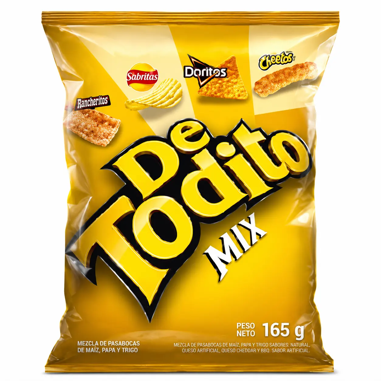 De Todito Mix - 165g Bag of Sabritas Doritos Cheezos & Rancheritos Snacks - Perfect for Sharing